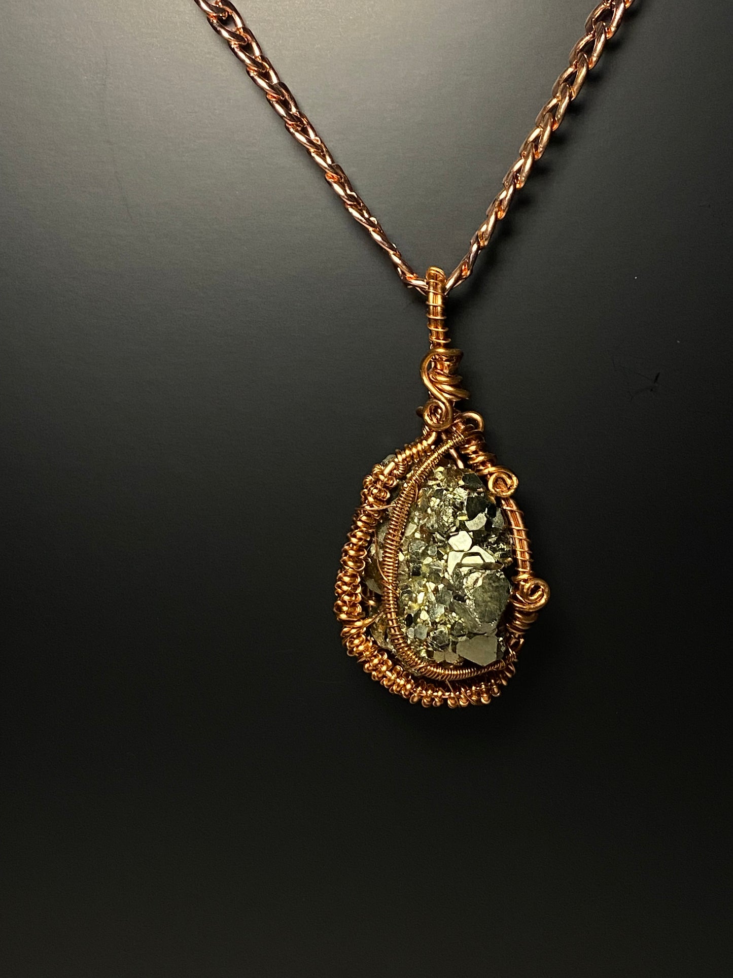 Copper wrapped crystal necklace