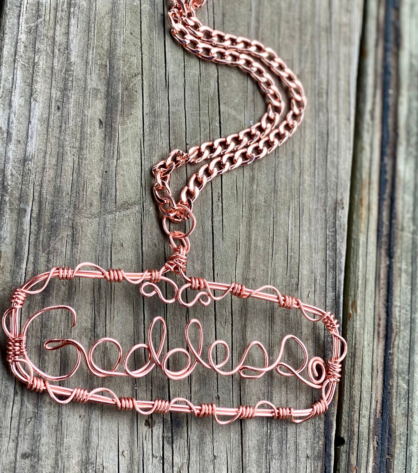 Copper Name Plate Necklace