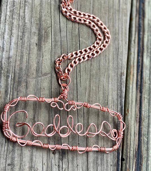 Copper Name Plate Necklace