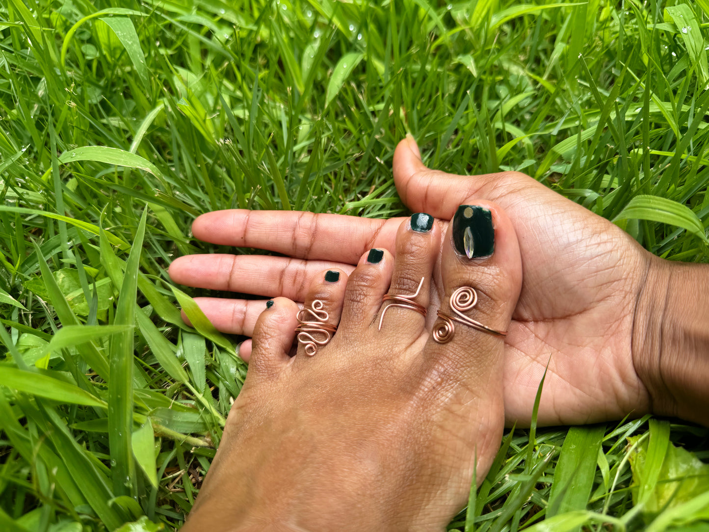 Handmade Copper toe rings set of 3