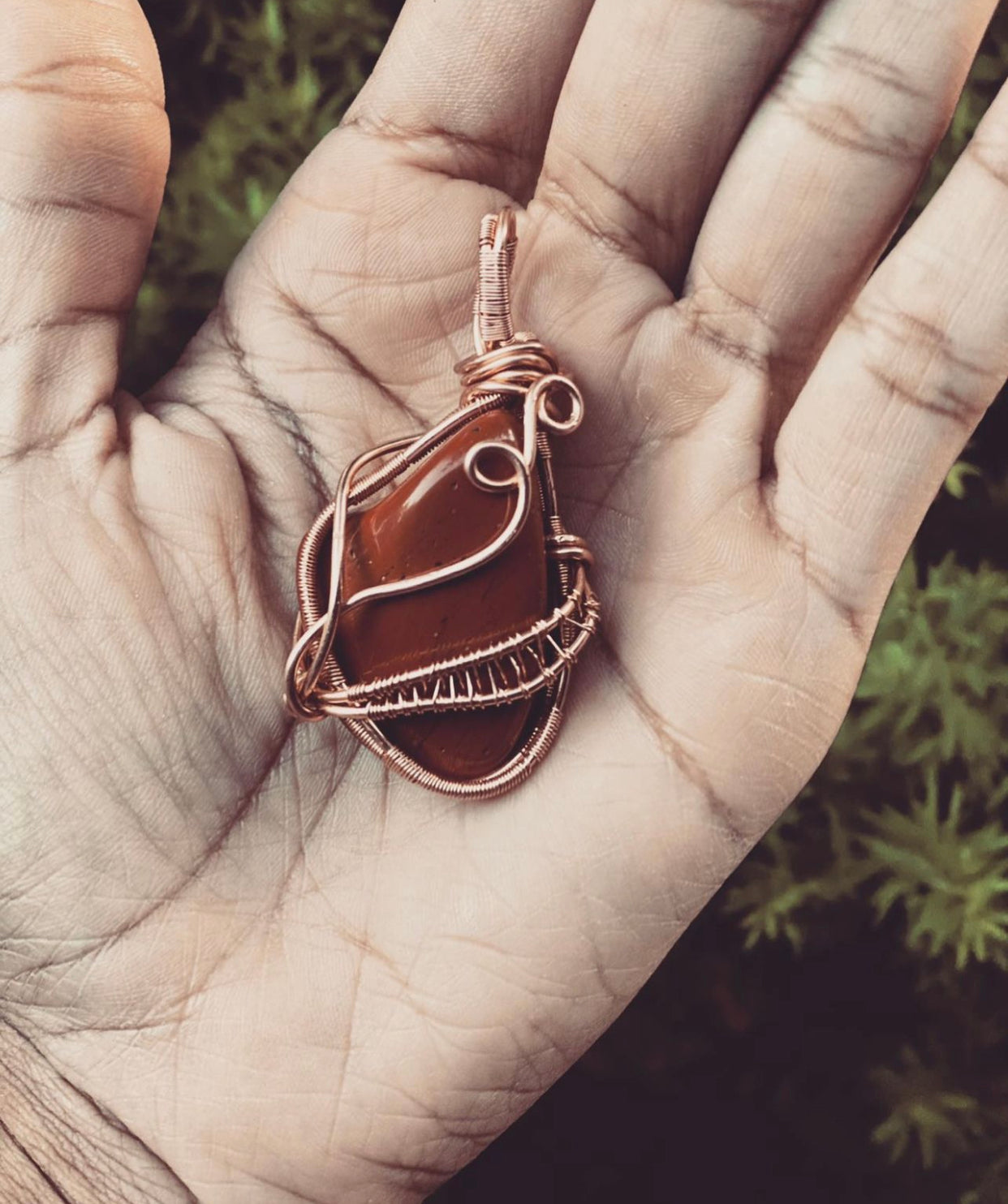 Copper wrapped crystal necklace