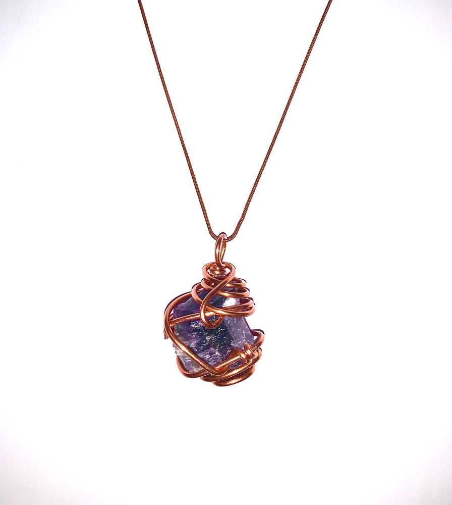 Copper wrapped crystal necklace