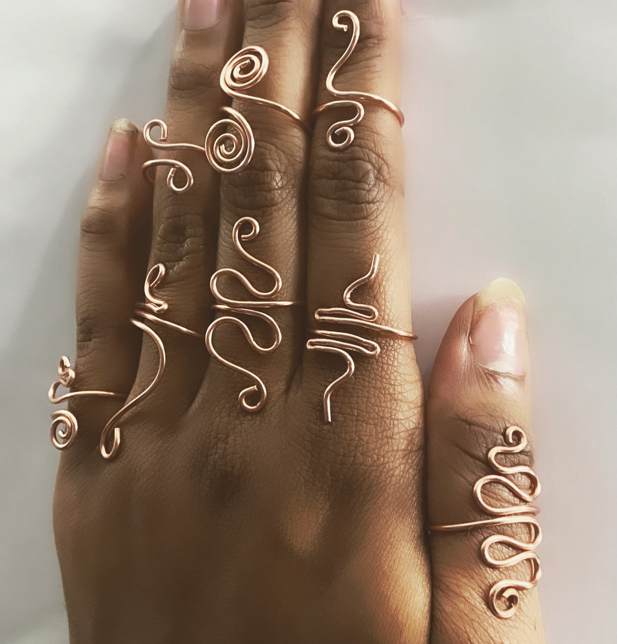 Random Design Copper Rings Set