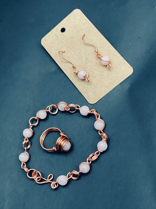 Copper Link bracelet/Anklet, Earrings, Ring set